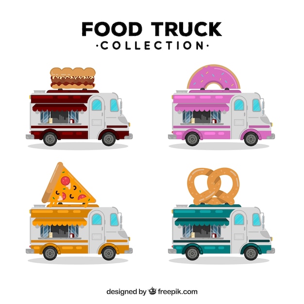 Variety of colorful food trucks