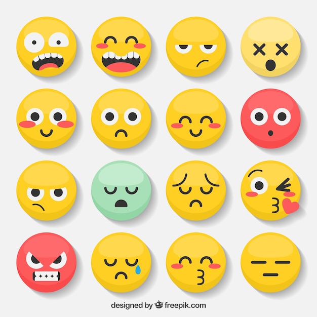 Variety of emoticons with expressive\
faces