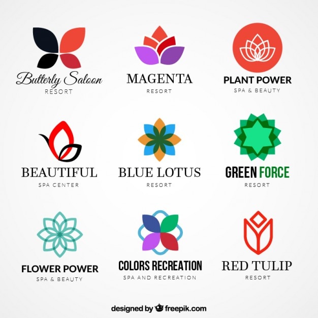 Variety of floral logos Vector | Free Download