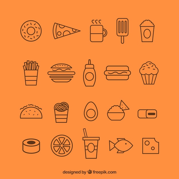 Variety of food icons Vector | Premium Download