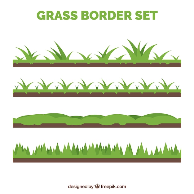 Variety of four grass borders with different\
designs