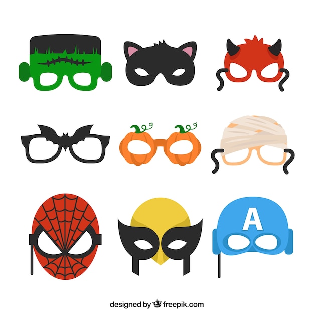 Variety of halloween masks Vector | Free Download