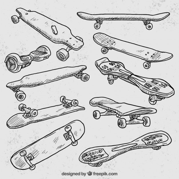 Variety of hand drawn longboard