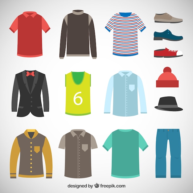 Variety of men's clothes Vector | Premium Download