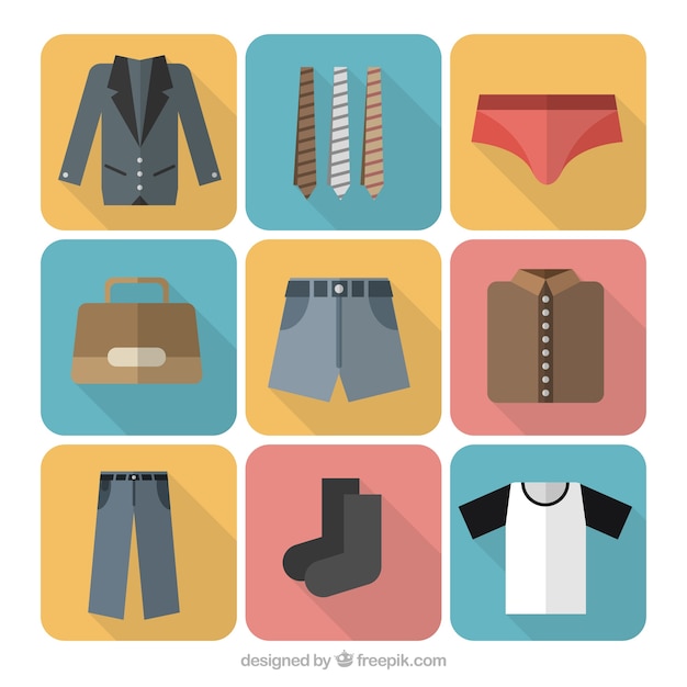 Variety of men's clothing icons