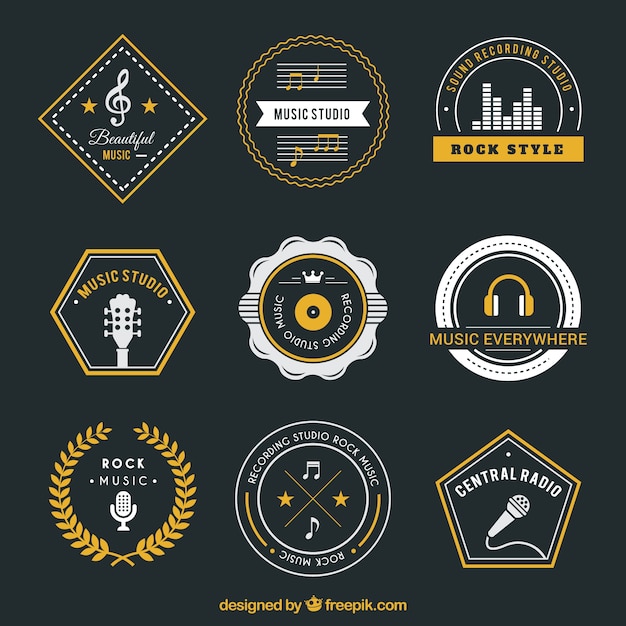 Variety of music badges Vector | Free Download