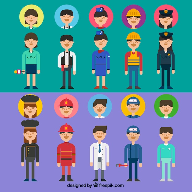 Variety of professions avatars