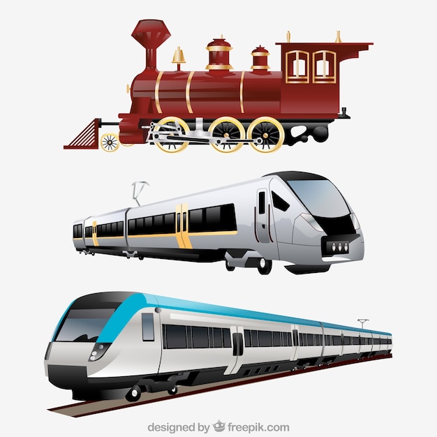Variety of realistic trains