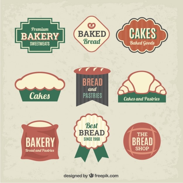 Variety of retro bakery badges Vector | Free Download