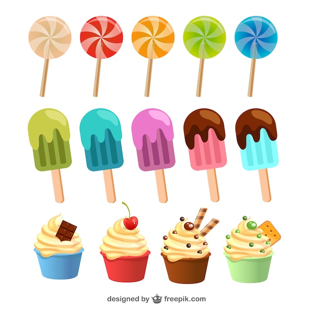 Variety of sweets illustration Vector | Premium Download