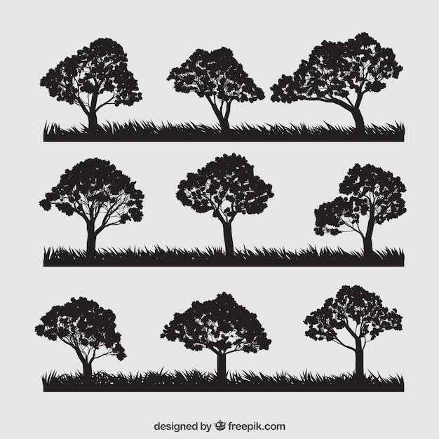 Download Variety of tree silhouettes Vector | Free Download