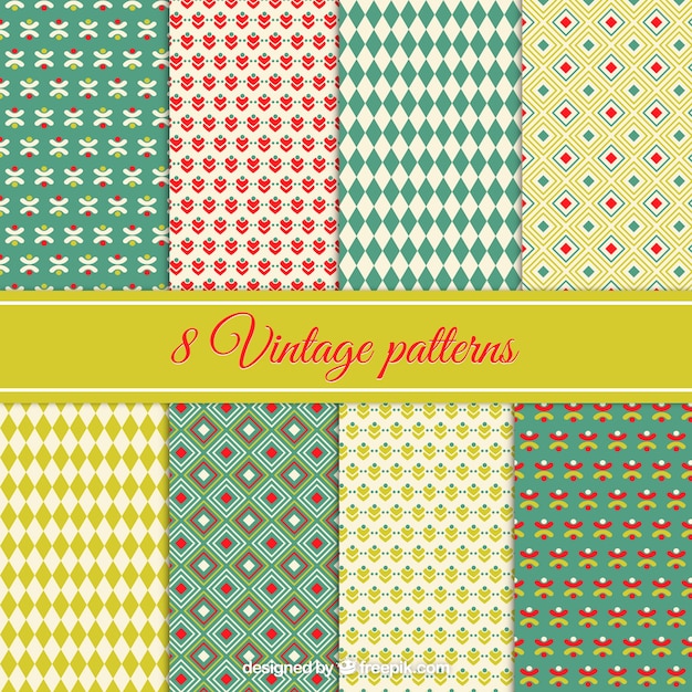 Variety of vintage patterns Vector Free Download