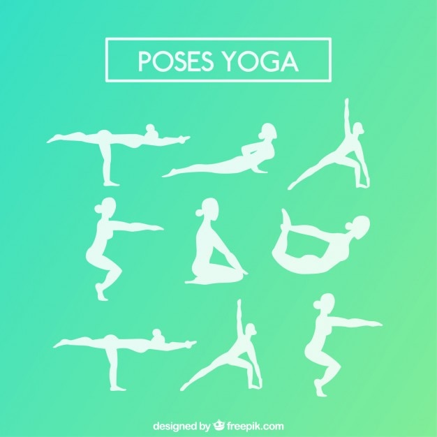 Variety of white yoga silhouettes