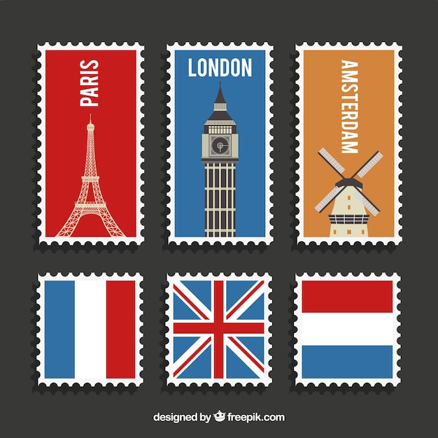 free-vector-variety-of-post-stamps-of-different-countries