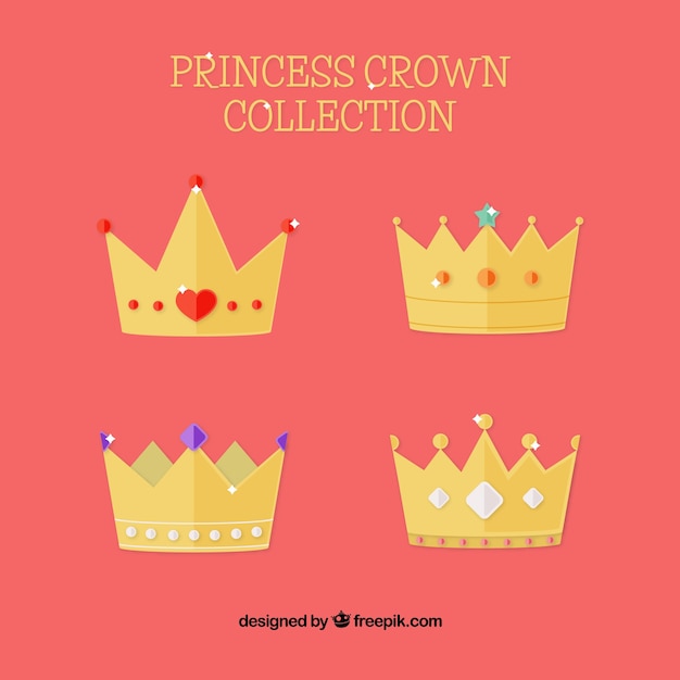 Download Variety of princess crowns in flat design Vector | Free ...