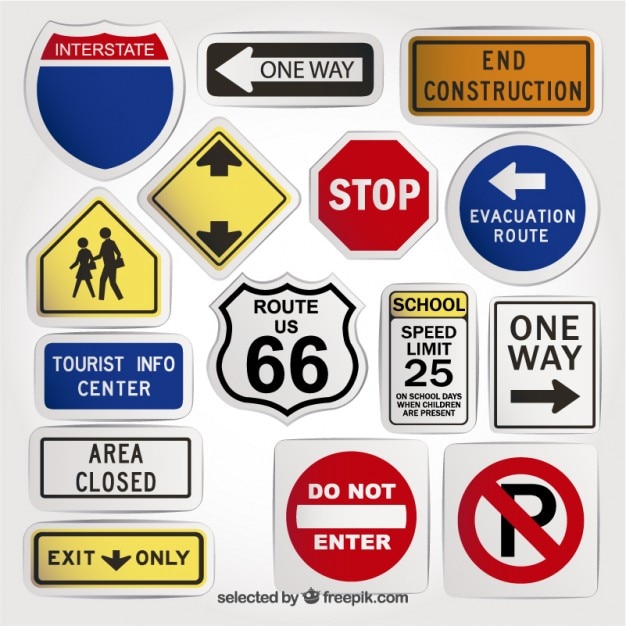 Variety of road signs Vector | Free Download