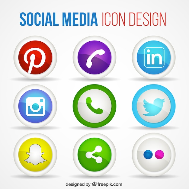 Variety Of Social Media Icons Free Vector