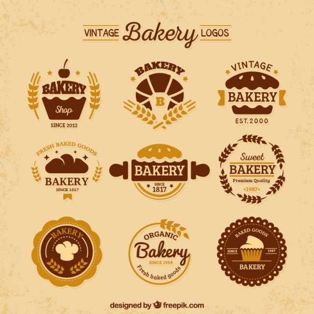 Download Free Download This Free Vector Variety Of Vintage Flat Bakery Logos Use our free logo maker to create a logo and build your brand. Put your logo on business cards, promotional products, or your website for brand visibility.