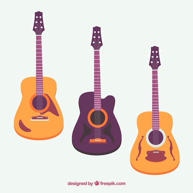 Free Vector | Various acoustic guitars