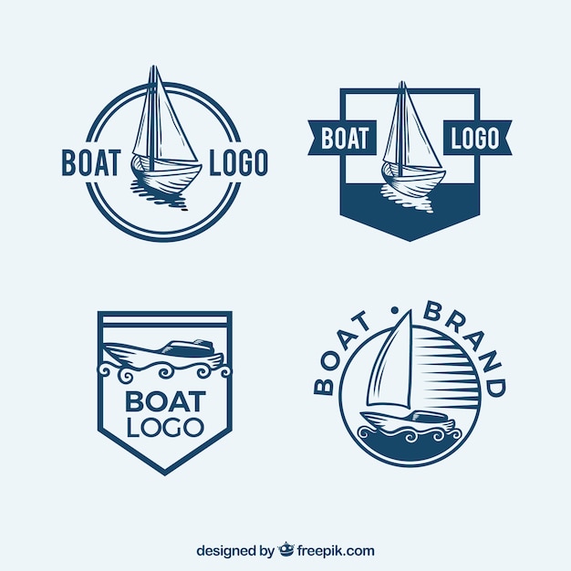 various boat logos in flat design vector free download