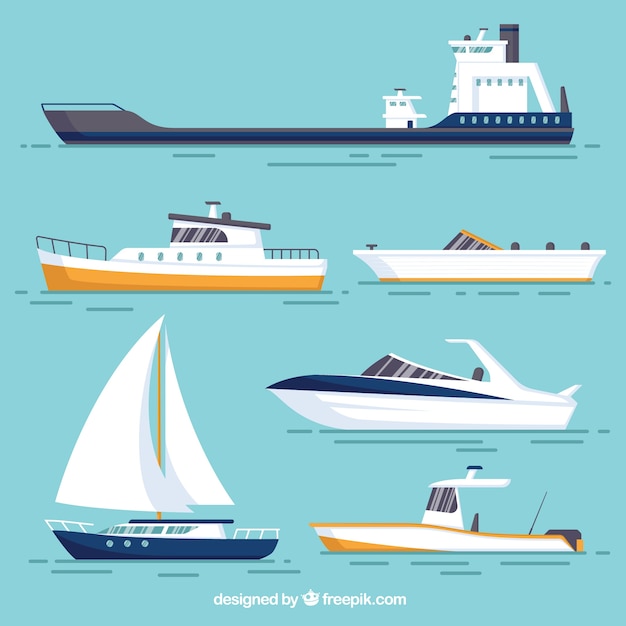 Various boats with different designs