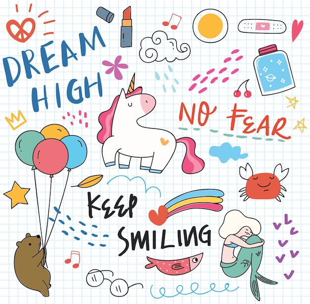 Premium Vector Various Cute Doodles Elements Premium Vector Various Cute Doodles Elements