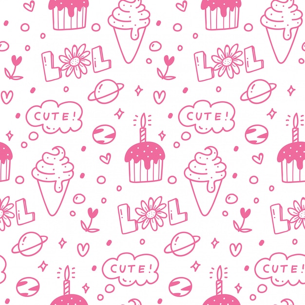 Various cute food seamless pattern Vector | Premium Download