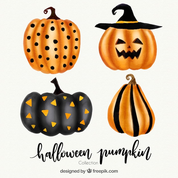 Download Free Vector | Various decorative watercolor pumpkins