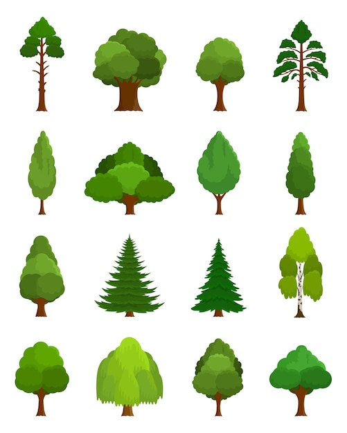 Premium Vector | Various different types of trees icons