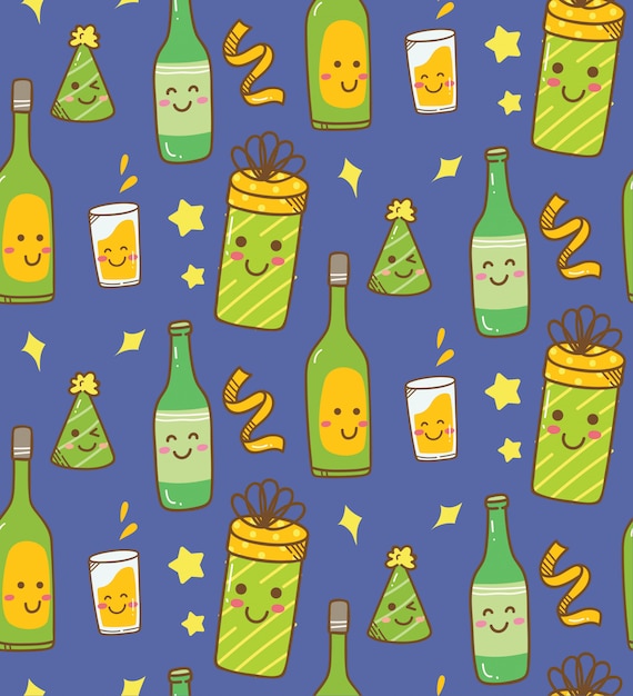 Premium Vector | Various drink kawaii background