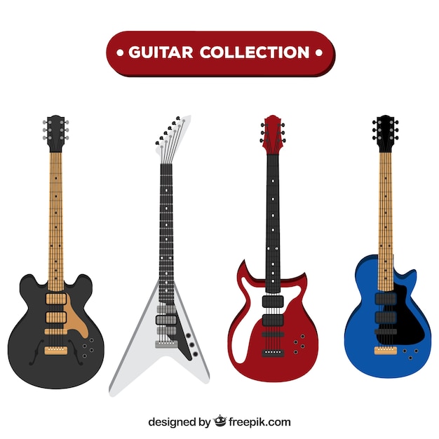 Download Various electric guitars in flat design | Free Vector