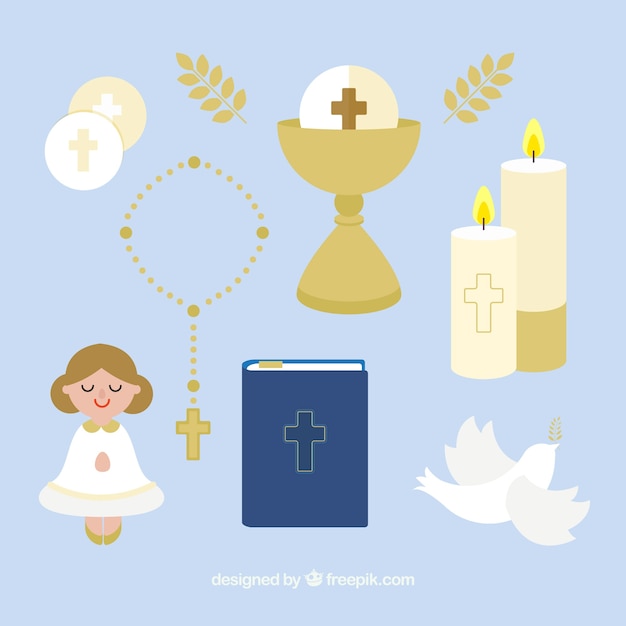 Various elements of communion in flat
design
