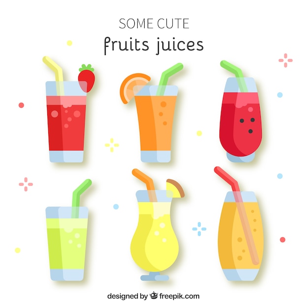 Various flat fruit juices