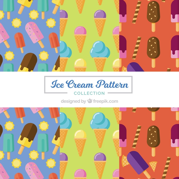 Free Vector | Various flat ice cream patterns