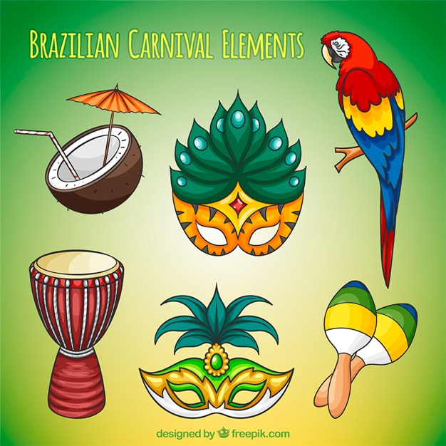 Various hand drawn brazil carnival elements Vector | Free Download