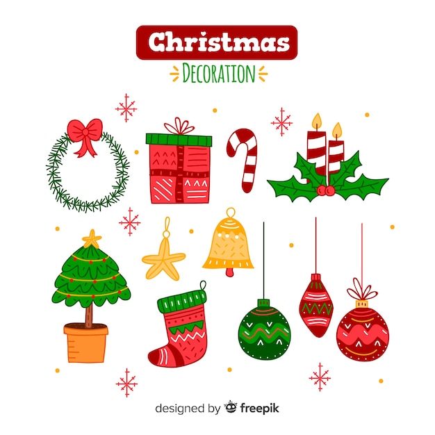 Free Vector | Various hand drawn christmas decorations