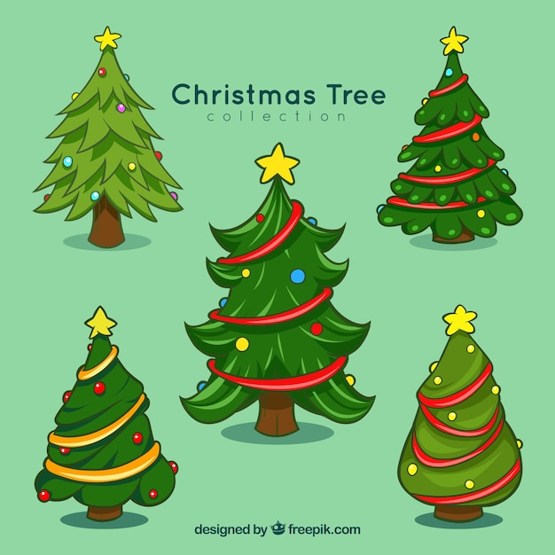 Free Vector | Various hand drawn christmas trees