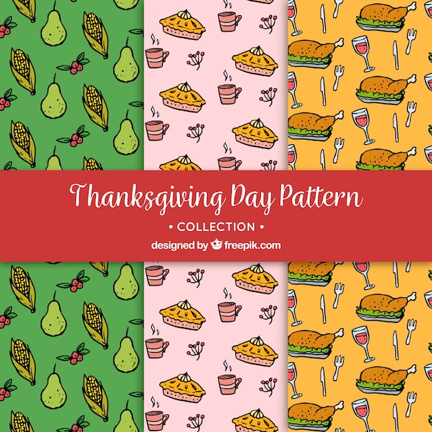 Various hand drawn thanksgiving patterns
