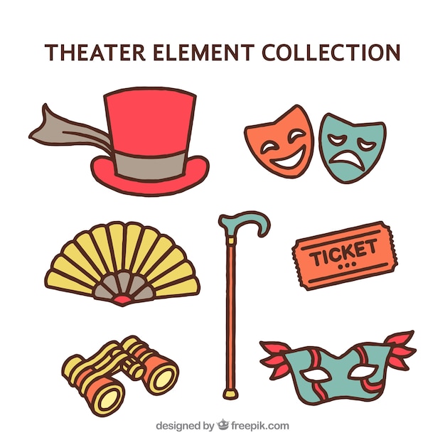Free Vector | Various hand drawn theater elements
