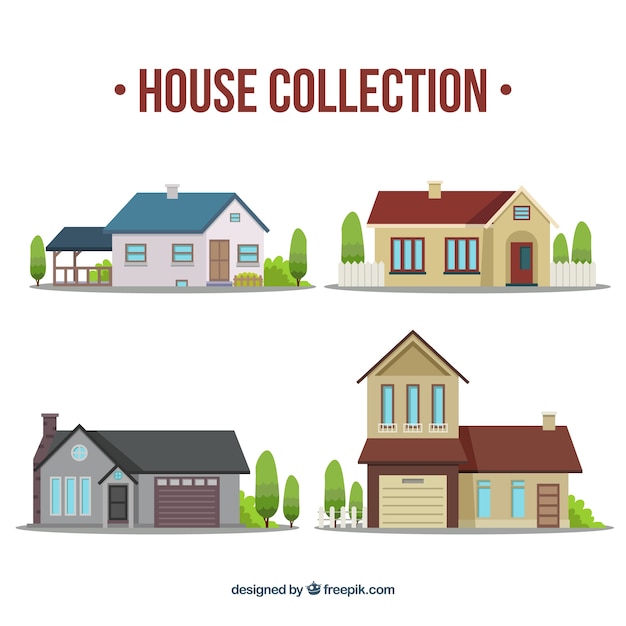 Download Various houses in flat design | Free Vector