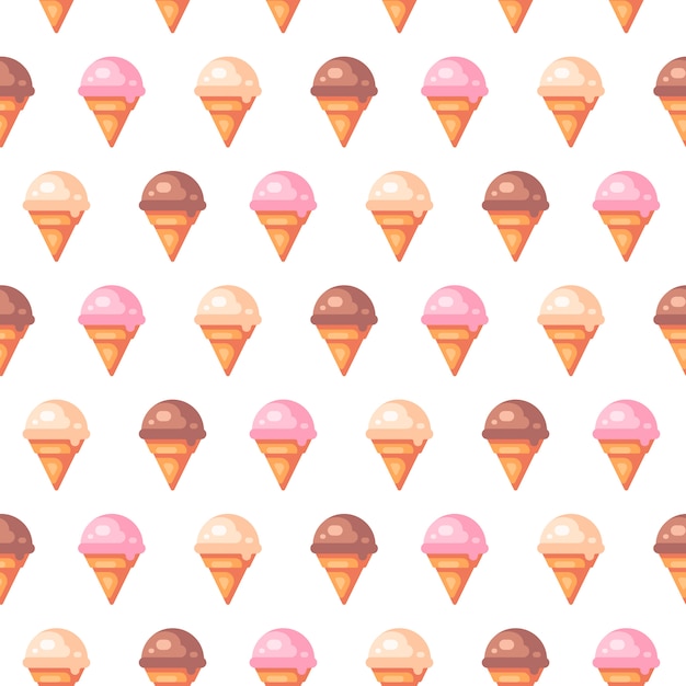 Various ice cream cones seamless pattern Premium Vector