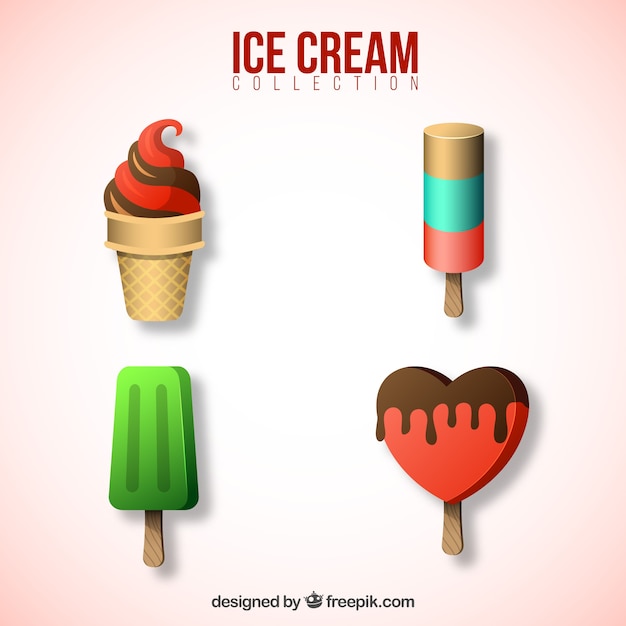Various ice creams in realistic design