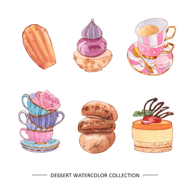 watercolor dessert illustrations free download