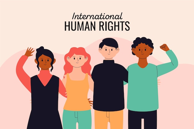 Free Vector | Various people holding together human rights