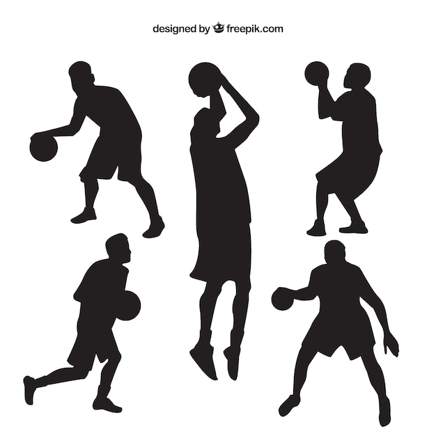バスケットボール選手の様々なシルエット 無料のベクター