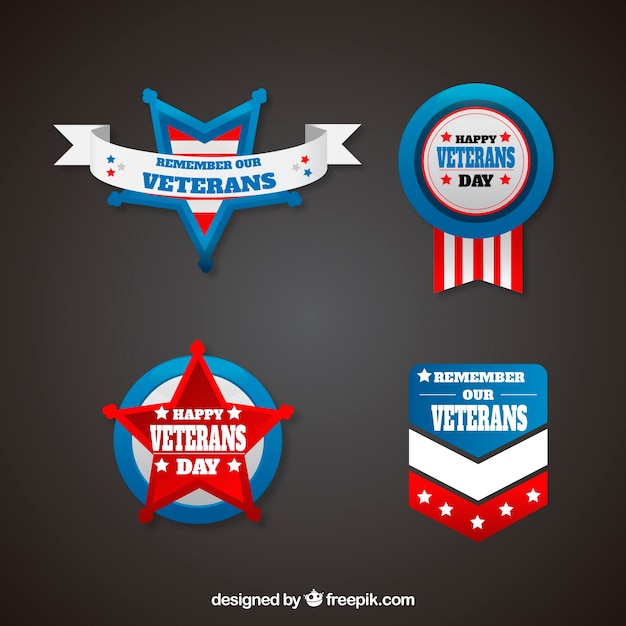Various veterans day badges