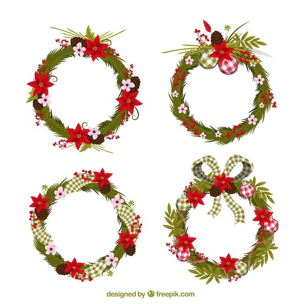 Download Free Vector | Various vintage christmas wreaths