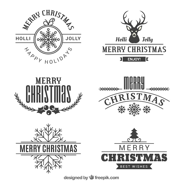 Download Free Vector | Various vintage merry christmas badges
