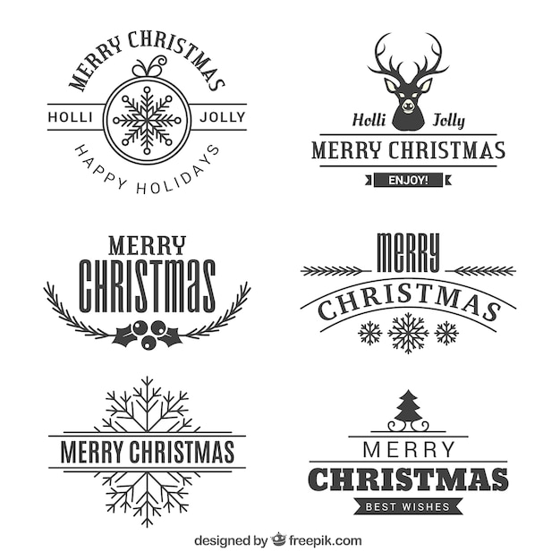 Free Vector | Various vintage merry christmas badges