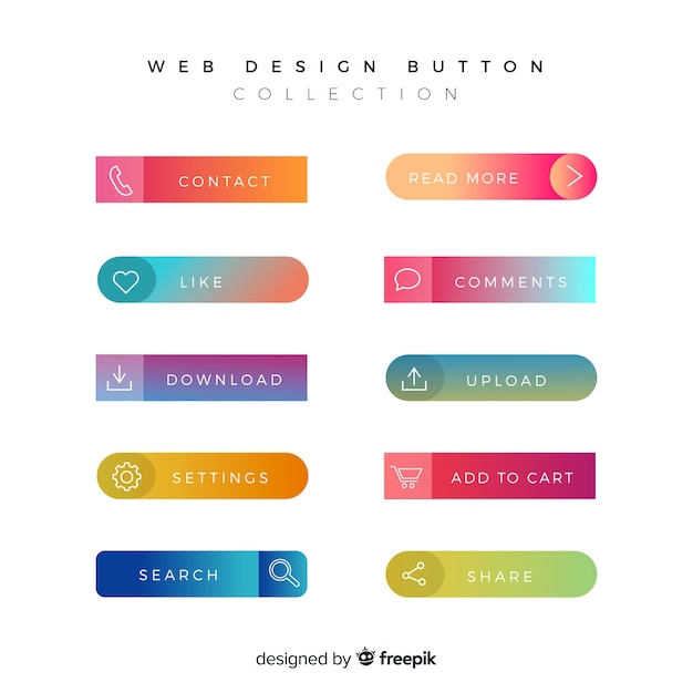 Free Vector | Various web buttons in gradient style